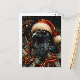 Festlicher schwarzer Weihnachtsvogel Postkarte