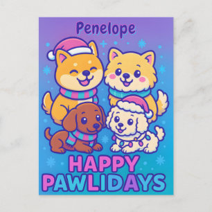Festlicher Shiba Inu Pudel Dachshund  Postkarte