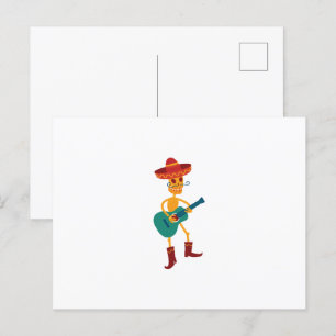 Festlicher Skelettgitarrist Feiertagspostkarte