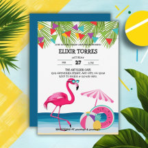 Festlicher Sommer Strand Pink Flamingo Baby Dusche