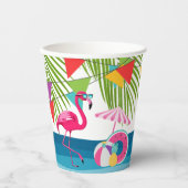 Festlicher Sommer Strand Pink Flamingo Baby Dusche Pappbecher (Vorderseite)