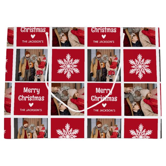 Festlicher Spaß 2x Foto Grid Weihnachtsgeschenk Große Geschenktüte (Vorderseite)