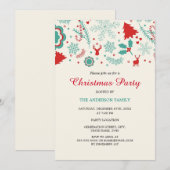 Festlicher Spaß Grüne Weihnachtsfeier Party Einlad Einladung (Vorne/Hinten)