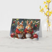 Festlicher Spaß mit Niedlichen Weihnachtseichhörnc Karte (Gelbe Blume)