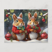 Festlicher Spaß mit Niedlichen Weihnachtseichhörnc Postkarte (Vorderseite)