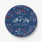 Festlicher Spaß Patriotische Feuerwerke 4. Juli Pa Pappteller (Vorderseite)