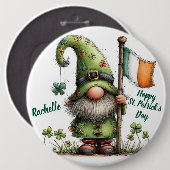 Festlicher St. Patrick's Day Gnom mit irischer Fla Button (Vorne & Hinten)