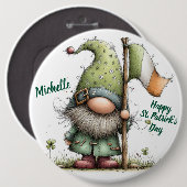 Festlicher St. Patrick's Day Gnom mit irischer Fla Button (Vorne & Hinten)