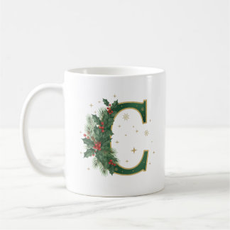 Festlicher Stechpalmen-Letter C Weihnachten Kaffeetasse