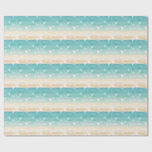 Festlicher Strand + Palmen Sand tropischen Schnee Geschenkpapier (Flach)