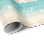 Festlicher Strand + Palmen Sand tropischen Schnee Geschenkpapier (Rolleneckpunkt)
