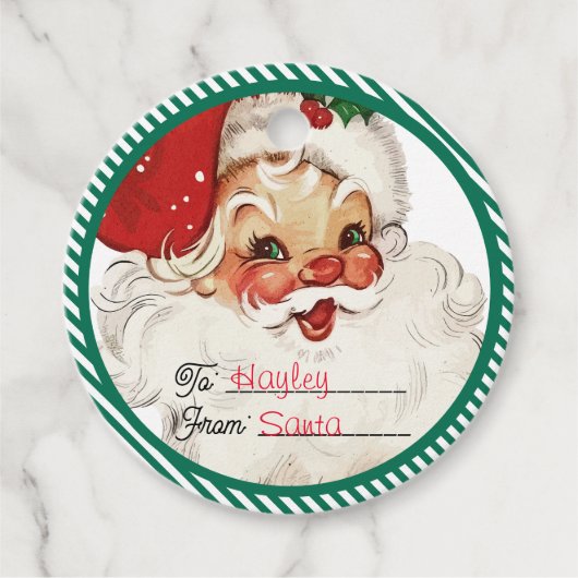 Festlicher Streifen grün von Weihnachtsgeschenk Geschenkanhänger (Vorderseite)