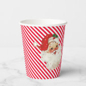 Festlicher Streifen Red Retro Pappbecher (Rückseite)