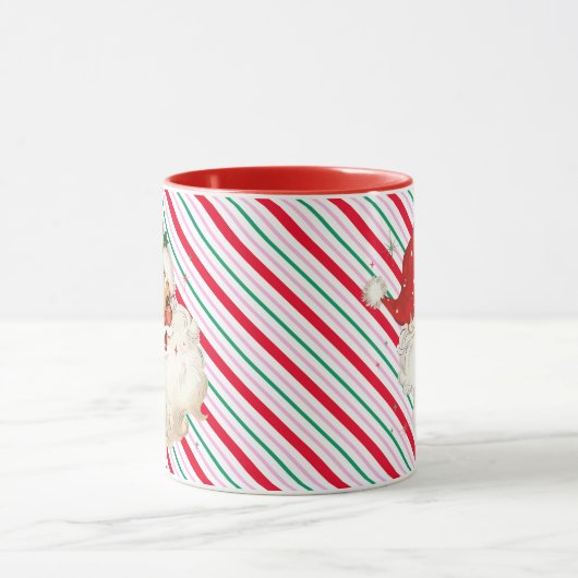 Festlicher Streifen Retro Santa Tasse (Zentrum)