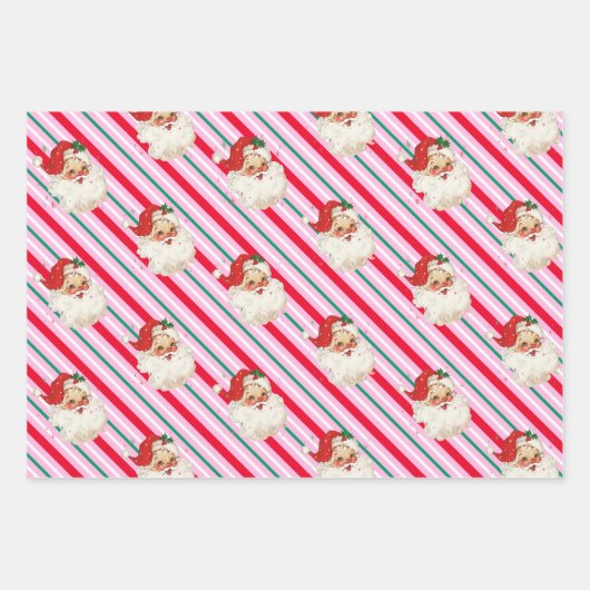 Festlicher Streifen Retro Weihnachten Geschenkpapier Set (Vorderseite 2)