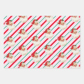 Festlicher Streifen Retro Weihnachten Geschenkpapier Set (Vorderseite)
