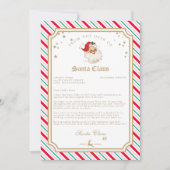 Festlicher Streifenbrief vom Weihnachtsmann Einladung (Vorderseite)