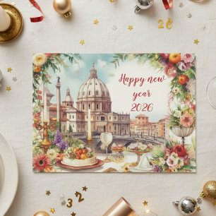 Festlicher Tisch in Italien Neujahr Postkarte