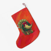Festlicher Triceratops-großes Weihnachten Kleiner Weihnachtsstrumpf (Rückseite (Hängend))