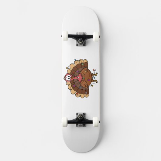Festlicher Truthahn mit Lichterkette Skateboard (Vorderseite)