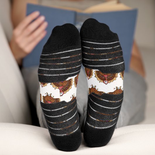 Festlicher Truthahn mit Lichterkette Socken (Unterseite)
