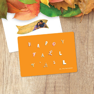 Festlicher Typ Orange Happy Fall Y'all Feiertagskarte