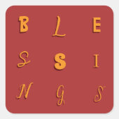 Festlicher Typ "Segnungen" Roter Umschlag Aufklebe Quadratischer Aufkleber (Vorderseite)