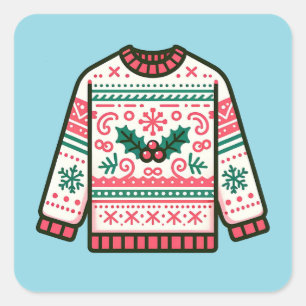 Festlicher Ugly Weihnachtssüßer Quadratischer Aufkleber