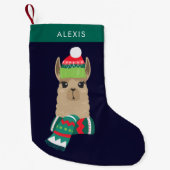Festlicher Urlaub Alpaca Personalisiert Kleiner Weihnachtsstrumpf (Vorderseite)