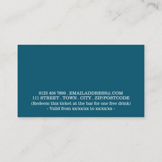 Festlicher Urlaub - Blue Santa - Getränke Ticket Begleitkarte (Rückseite)