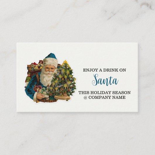 Festlicher Urlaub - Blue Santa - Getränke Ticket Begleitkarte (Vorderseite)