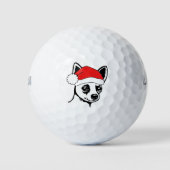 Festlicher Urlaub Chihuahua Weihnachtsmannmütze Golfball (Vorderseite)