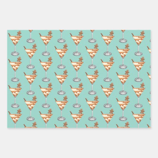 Festlicher Urlaub Cocktail Party Weihnachtsgetränk Geschenkpapier Set (Vorderseite 2)