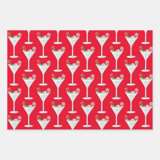Festlicher Urlaub Cocktail Party Weihnachtsgetränk Geschenkpapier Set (Vorderseite)