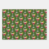 Festlicher Urlaub Cocktail Party Weihnachtsgetränk Geschenkpapier Set (Vorderseite 3)