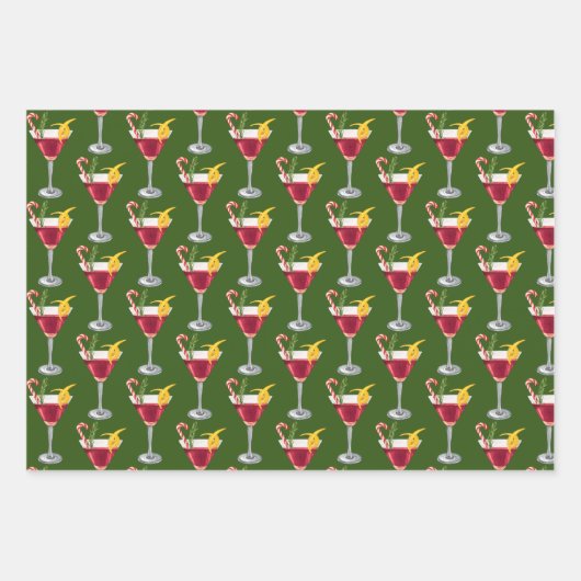 Festlicher Urlaub Cocktail Party Weihnachtsgetränk Geschenkpapier Set (Vorderseite 3)