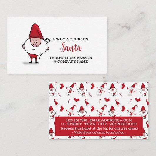 Festlicher Urlaub - Grumpy Santa - Getränke Ticket Begleitkarte (Vorne/Hinten)