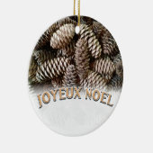 Festlicher Urlaub Joyeux Weihnachten Pine Cone Keramik Ornament (Rechts)