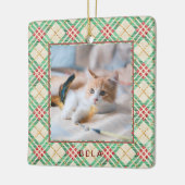 Festlicher Urlaub Karierter Haustier Name Weihnach Keramikornament (Links)