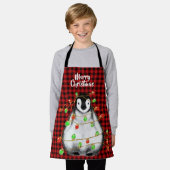 Festlicher Urlaub Pinguin, blinkende Lichter, rot  Schürze (Getragen)