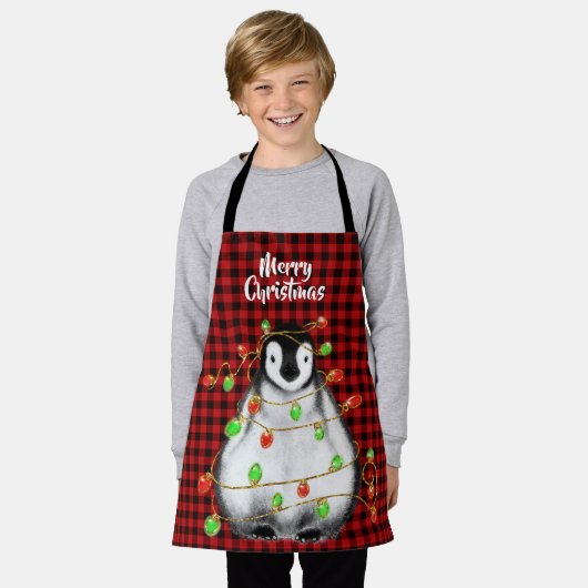 Festlicher Urlaub Pinguin, blinkende Lichter, rot Schürze (Getragen)