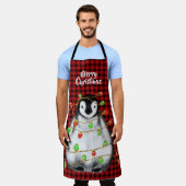 Festlicher Urlaub Pinguin, blinkende Lichter, rot  Schürze (Getragen)