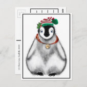 Festlicher Urlaub Pinguin | Steinglocken Postkarte (Vorne/Hinten)