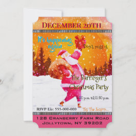 Festlicher Urlaub Rosa Weihnachtsmann Weihnachten  Einladung