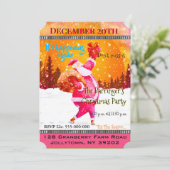 Festlicher Urlaub Rosa Weihnachtsmann Weihnachten  Einladung (Stehend Vorderseite)