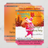 Festlicher Urlaub Rosa Weihnachtsmann Weihnachten  Einladung (Vorne/Hinten)