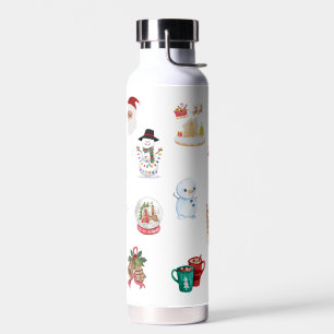 Festlicher Urlaub Weihnachten Doodle Wasser Flasch Trinkflasche
