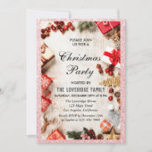 Festlicher Urlaub Weihnachten Party Rose Gold Glit Einladung (Vorderseite)