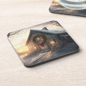 Festlicher Urlaub / Weihnachtsstall Untersetzer (Linke Seite)