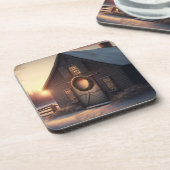 Festlicher Urlaub / Weihnachtsstall Untersetzer (Linke Seite)